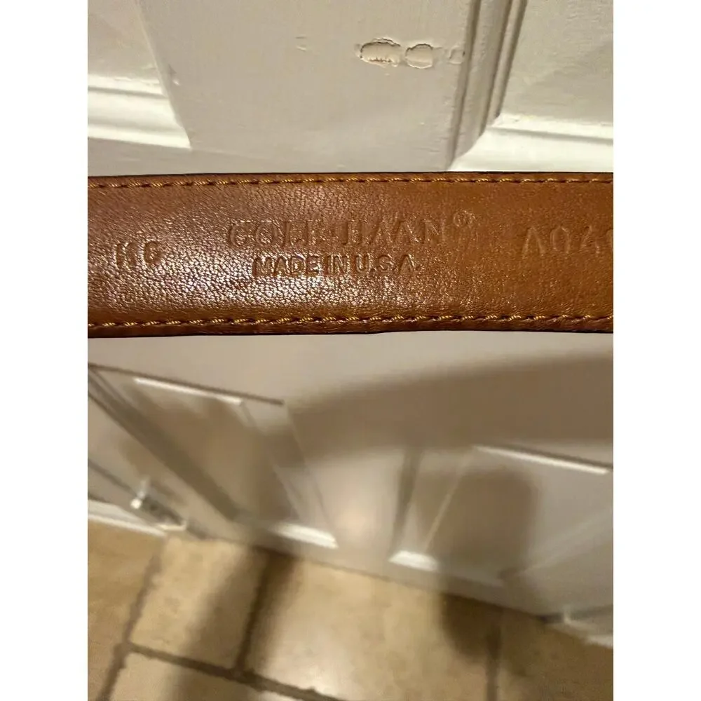 Vintage Cole Haan A0402 Black Leather Dress Belt Solid Brass Buckle Size 38
